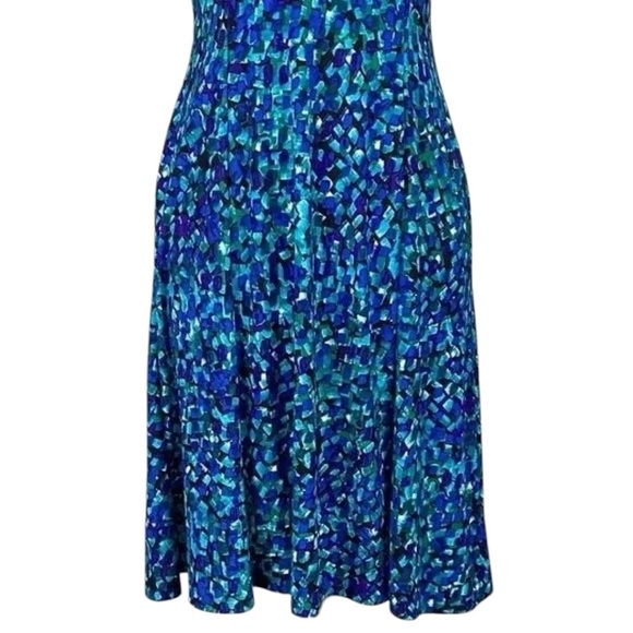 Ralph Lauren LRL Womens Blue Green Print Cap Sleeve Dress V Neck‎ size 4 - Picture 9 of 16
